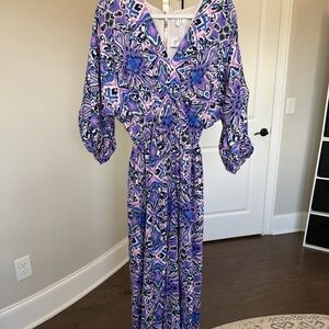 TCEC Purple and Blue Abstract Print Maxi Dress